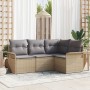Juego de sofá de jardín de 4 piezas con cojines beige de poliratán von , Outdoor-Sofas - Ref: Foro24-3345340, Preis: 304,18 €...