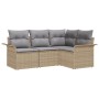 Juego de sofá de jardín de 4 piezas con cojines beige de poliratán von , Outdoor-Sofas - Ref: Foro24-3345340, Preis: 304,18 €...