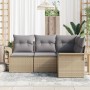 Juego de sofá de jardín de 4 piezas con cojines beige de poliratán von , Outdoor-Sofas - Ref: Foro24-3345340, Preis: 304,18 €...