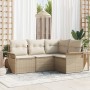 Conjunto de sofá de jardín de 4 piezas con cojines Beige Ratán sintético by , Outdoor sofas - Ref: Foro24-3345341, Price: 313...