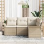 Conjunto de sofá de jardín de 4 piezas con cojines Beige Ratán sintético by , Outdoor sofas - Ref: Foro24-3345341, Price: 313...