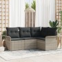 Conjunto de Sofá de Jardín de 4 Piezas con Cojines Gris Claro Polirratán von , Outdoor-Sofas - Ref: Foro24-3345342, Preis: 31...