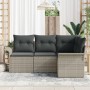 Conjunto de Sofá de Jardín de 4 Piezas con Cojines Gris Claro Polirratán von , Outdoor-Sofas - Ref: Foro24-3345342, Preis: 31...