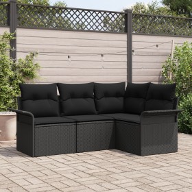 Juego de Sofá de Jardín de 4 Piezas con Cojines Ratán Sintético Negro von , Outdoor-Sofas - Ref: Foro24-3345343, Preis: 302,5...