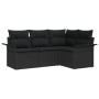 Juego de Sofá de Jardín de 4 Piezas con Cojines Ratán Sintético Negro von , Outdoor-Sofas - Ref: Foro24-3345343, Preis: 302,5...