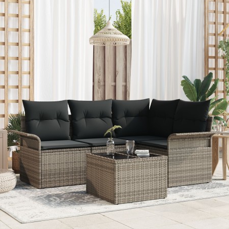 Conjunto de Sofá de Jardín de 4 Piezas con Cojines Ratán Poliéster Negro by , Outdoor sofas - Ref: Foro24-3345349, Price: 339...