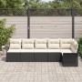 Juego de Sofás de Jardín de 6 Piezas con Cojines Negros de Ratán Sintético by , Outdoor sofas - Ref: Foro24-3345377, Price: 3...