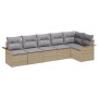 Juego de Sofá de Jardín de 6 Piezas con Cojines Beige Ratán Sintético von , Outdoor-Sofas - Ref: Foro24-3345380, Preis: 413,6...