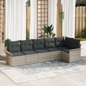 Juego de Sofá con Cojines de 6 Piezas Gris Claro de Polirratán by , Outdoor sofas - Ref: Foro24-3345382, Price: 441,14 €, Dis...