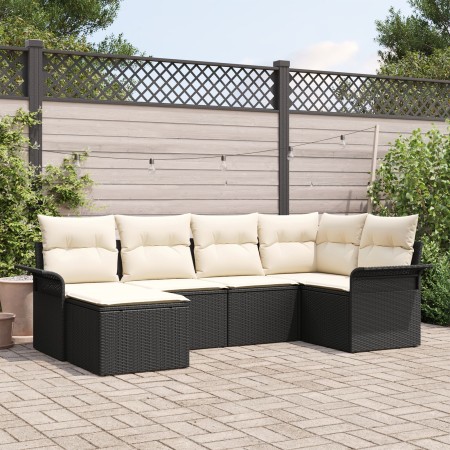 Juego de Sofás de Jardín de 6 piezas con Cojines Negro Poliratán by , Outdoor sofas - Ref: Foro24-3345427, Price: 374,10 €, D...
