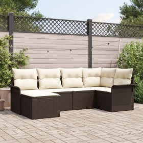 Juego de sofá de jardín de 6 piezas con cojines marrón poliratán von , Outdoor-Sofas - Ref: Foro24-3345428, Preis: 412,67 €, ...