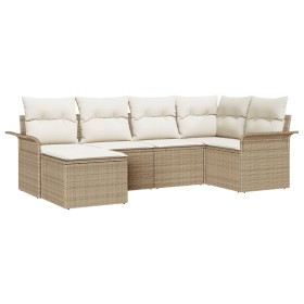 Set de Sofás de Jardín de 6 Piezas con Cojines Beige Ratán Poliéster by , Outdoor sofas - Ref: Foro24-3345431, Price: 409,67 ...