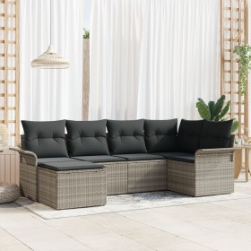 Juego de Sofá de Jardín de 6 Piezas con Cojines en Gris Claro de Poliratán by , Outdoor sofas - Ref: Foro24-3345432, Price: 4...