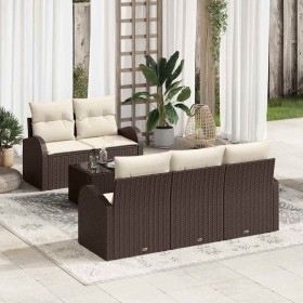 Conjunto de sofá de jardín 6 pcs Marrón 55 x 55 x 37 cm