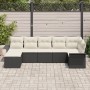 Conjunto de sofá de jardín de 7 piezas con cojines Ratán Poliéster Negro von , Outdoor-Sofas - Ref: Foro24-3345447, Preis: 40...