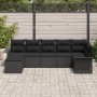 Set de Sofá de Jardín de 7 Piezas con Cojines Negro Poliratán by , Outdoor sofas - Ref: Foro24-3345453, Price: 451,43 €, Disc...