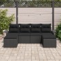 Set de Sofá de Jardín de 6 Piezas con Cojines Negro Ratán Sintético by , Outdoor sofas - Ref: Foro24-3345473, Price: 355,56 €...