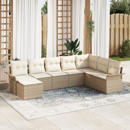 Set de sofá de jardín de 8 piezas con cojines ratán beige by , Outdoor sofas - Ref: Foro24-3345481, Price: 527,08 €, Discount: %