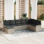 Conjunto de Sofá de Jardín de 8 Piezas con Cojines Gris Claro de Ratan Poliéster de , Sofás de exterior - Ref: Foro24-3345482...