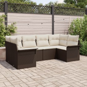 Conjunto de Sofá de Jardín de 6 Piezas con Cojines Marrón Poliratán von , Outdoor-Sofas - Ref: Foro24-3345498, Preis: 441,55 ...
