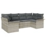 Set de Sofá de Jardín de 6 piezas con Cojines de Ratán Poliéster Gris Claro by , Outdoor sofas - Ref: Foro24-3345502, Price: ...