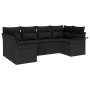 Set de Sofá de Jardín de 6 Piezas con Cojines Negro Ratán Poliéster by , Outdoor sofas - Ref: Foro24-3345503, Price: 413,13 €...