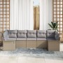 Juego de Sofá de Jardín de 7 Piezas con Cojines Beige Polirratán by , Outdoor sofas - Ref: Foro24-3345510, Price: 494,32 €, D...