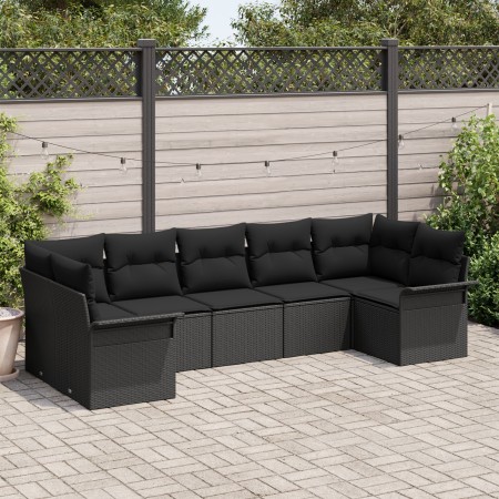 Conjunto de sofá de jardín de 7 piezas con cojines Negro Rattan by , Outdoor sofas - Ref: Foro24-3345513, Price: 497,07 €, Di...