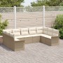 Juego de Sofá de Jardín de 9 Piezas con Cojines Beige Ratán Poliéster by , Outdoor sofas - Ref: Foro24-3345521, Price: 605,34...