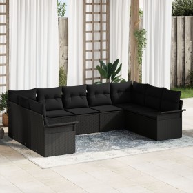 Conjunto de Sofás de Jardín de 9 Piezas con Cojines Negro de Poliratán by , Outdoor sofas - Ref: Foro24-3345523, Price: 586,7...
