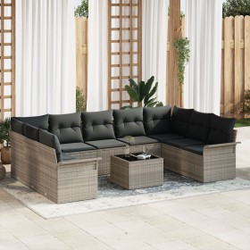 Conjunto de Sofá de Jardín de 10 Piezas con Cojines Grises de Ratán Poliéster by , Outdoor sofas - Ref: Foro24-3345532, Price...