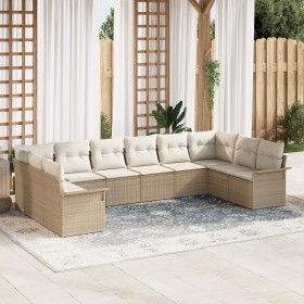 Juego de sofá de 10 piezas con cojines Beige Ratán Sintético von , Outdoor-Sofas - Ref: Foro24-3345541, Preis: 677,31 €, Raba...