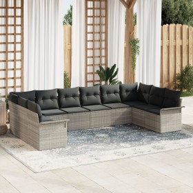 Set de Sofá Jardín 10 Piezas Cojines Gris Claro Poliratán von , Outdoor-Sofas - Ref: Foro24-3345542, Preis: 700,57 €, Rabatt: %