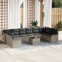 Juego de Sofás de Jardín de 11 Piezas con Cojines Gris Poliratán by , Outdoor sofas - Ref: Foro24-3345552, Price: 768,01 €, D...
