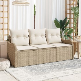 Juego de sofá de jardín de 3 piezas con cojines beige de poliratán de , Sofás de exterior - Ref: Foro24-3345561, Precio: 226,...