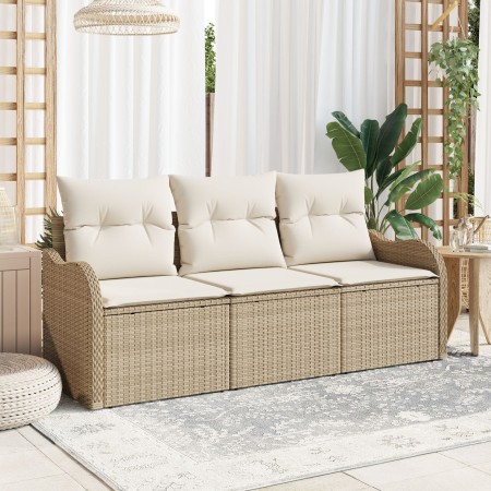 Juego de sofá de jardín de 3 piezas con cojines beige de poliratán von , Outdoor-Sofas - Ref: Foro24-3345561, Preis: 226,67 €...