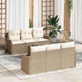 Juego de Sofás de Jardín de 7 Piezas con Cojines Beige Poliratán von , Outdoor-Sofas - Ref: Foro24-3345591, Preis: 498,85 €, ...
