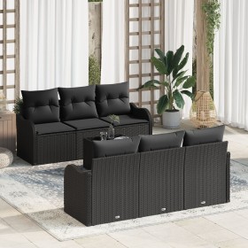 Juego de Sofá de Jardín de 7 Piezas con Cojines Negro Poliratán von , Outdoor-Sofas - Ref: Foro24-3345593, Preis: 485,69 €, R...