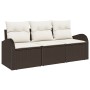 Set de Sofá de Jardín de 3 Piezas con Almohadillas Marrón Poliratán by , Outdoor sofas - Ref: Foro24-3345898, Price: 220,22 €...