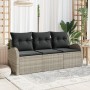 Conjunto de Sofás de Jardín de 3 Piezas con Cojines Gris Claro Poliéster Ratán Sintético von , Outdoor-Sofas - Ref: Foro24-33...