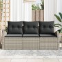 Conjunto de Sofás de Jardín de 3 Piezas con Cojines Gris Claro Poliéster Ratán Sintético von , Outdoor-Sofas - Ref: Foro24-33...