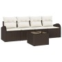 Juego de Sofá de Jardín de 5 Piezas con Cojines Marrón Poliratán by , Outdoor sofas - Ref: Foro24-3345908, Price: 315,79 €, D...