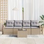 Conjunto de sofá de jardín de 5 piezas con cojines Beige Ratán sintético by , Outdoor sofas - Ref: Foro24-3345910, Price: 323...