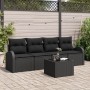 Set de Sofá de Jardín de 5 Piezas con Cojines Negro Ratán Poliéster von , Outdoor-Sofas - Ref: Foro24-3345913, Preis: 319,14 ...