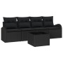 Set de Sofá de Jardín de 5 Piezas con Cojines Negro Ratán Poliéster von , Outdoor-Sofas - Ref: Foro24-3345913, Preis: 319,14 ...