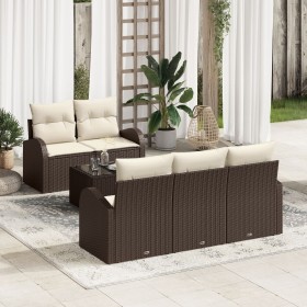 Juego de Sofás de Jardín de 6 Piezas con Cojines Marrón Poliratán by , Outdoor sofas - Ref: Foro24-3345918, Price: 439,57 €, ...