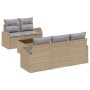 Juego de Sofá de Jardín de 6 Piezas con Cojines Beige Ratán Poliéster von , Outdoor-Sofas - Ref: Foro24-3345920, Preis: 442,2...