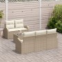 Juego de Sofá de Jardín de 6 Piezas con Cojines Beige Ratán Polimérico by , Outdoor sofas - Ref: Foro24-3345921, Price: 447,9...