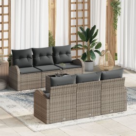 Sofá de Jardín de 7 Piezas con Cojines de Ratán Gris by , Outdoor sofas - Ref: Foro24-3345929, Price: 486,00 €, Discount: %