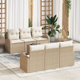 Juego de sofá de jardín de 7 piezas con cojines beige de ratán by , Outdoor sofas - Ref: Foro24-3345931, Price: 495,17 €, Dis...